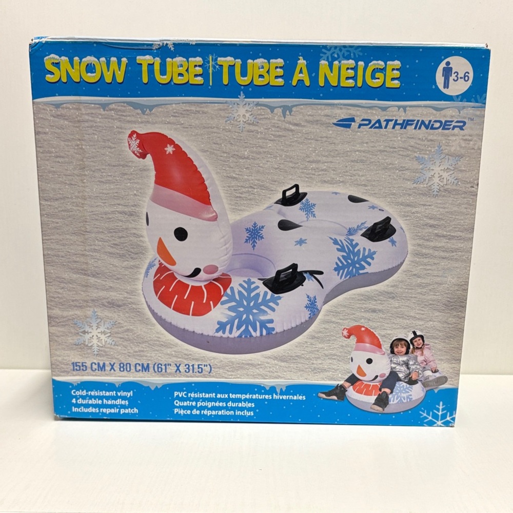 Pathfinder Dual inflatable Snowman Snow Tube for Kids NEW